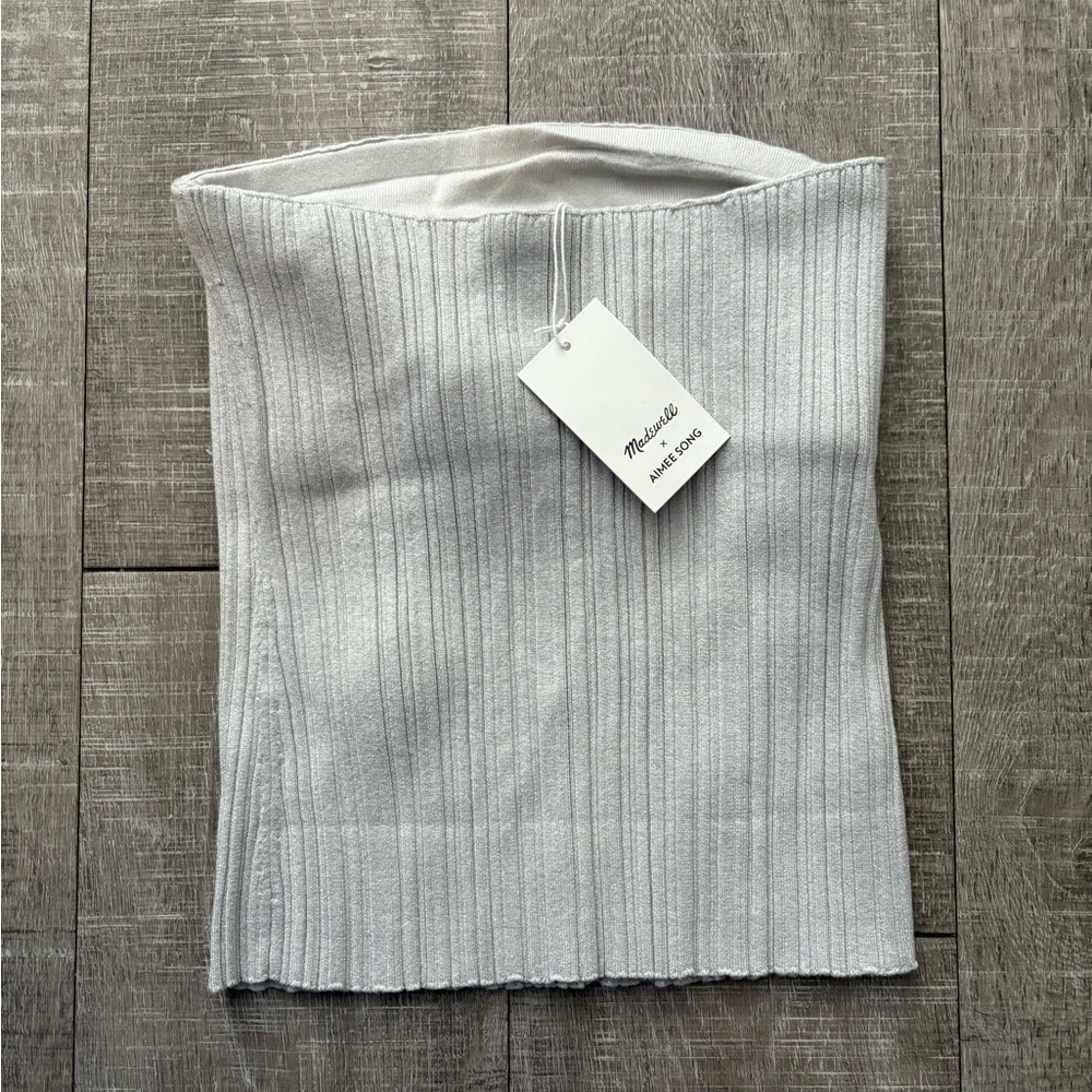 Madewell x Aimee Song - Ribbed Shimmer Tube Top - Picture 2 of 3